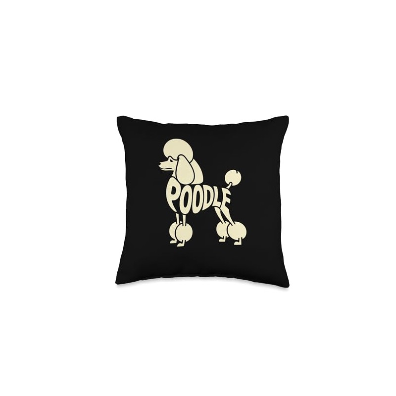 Typography Art Poodle Poodles Throw Pillow