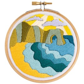 Hawthorn Handmade Dorset Days Mini Embroidery Kit - Embroidery Kit for Beginners, with Embroidery Fabric, Cotton Thread, Embroidery Hoop, Embroidery Needle & Instructions - DIY Crafts for Adults