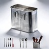 SAYUANVA Stainless Steel Kitchen Utensil Holder with Hooks, 2-Tier Stainless