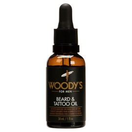 Woody's Tattoo & Beard Oil for Men - Mens Beard Oil, Hydrating Facial Hair & Skin Moisturizer, Enhances Beards Growth & Tattoo Vibrancy, 1 fl oz