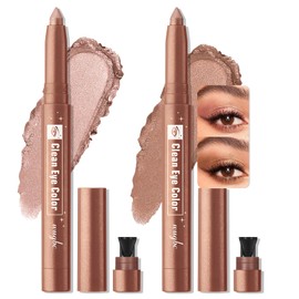 Wugbc 2 Colors Eyeshadow Stick Shimmer Glitter Eye Shadow Pencil Waterproof Eye Brightener Crayon Highlighter Eye Liner Pen Multi-Dimensional Blendable Neutral Crease-Proof Eyes Look Makeup, 7+9