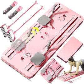 Multi-functional Ab Exercise Board, 8-in-1 Yoga board FoldableHome Pilates Reformer with Knee Mat ,Timer andResistance Bands,Abs Workout Equipment forAbdominal & Core Strength Training - Color: Purple