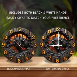 Lancholy Wooden Bison Wall Clock Rustic Forest Decor 10-Inch Wooden Wall Clock, Silent Movement, Battery Operated (AA Batteries Not Included), Artistic Home Decor, Perfect for Home Accents