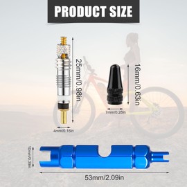 10pcs Valve Core for Presta, Tubeless Valve Core Bike Replacement with Valve Core Dismantle Tool & 10 Valve Core Caps Brass Bicycle Valve Core for Tubeless Road MTB Bike Tires