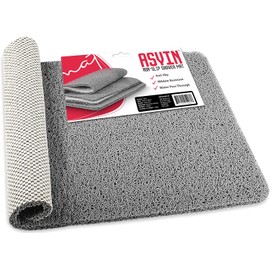 Asvin Non Slip Shower Mat & Bath Mat 40x60cm Grey, Anti Mould Loofah for Wet Floors & Inside Shower. OEKO-TEX 100 Certified, Phthalate Free, Machine Washable. Safe for Elderly, Kids and Pets
