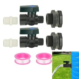 2 Set Rain Barrel Spigot Kit, KLHCDUO Rain Barrel Faucet Kit 3/4 Inch Rain Barrel Valve with Bulkhead Fitting Adapter for Water Tanks, Tubs, Pools, Aquariums