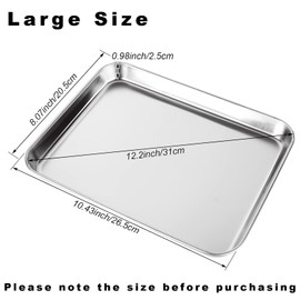 3PCS Stainless Steel Tray, 8''x10.5''x1'' Thickening Medical Dental Tray for Kitchen, Baking, Lab