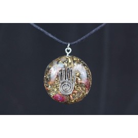 Panotophia Orpanit® Orgonite Pendant Hand of Fatima I 100% Real Orgonite I Protection Against EMF, 5G, Haarp, Radio Radiation I Real Orgone Energy for More Harmony I Health I Healing Stones