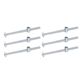 sourcing map 6Pcs Bed Frame Bolts, M6 x 100mm Hex Socket Head Screws Bolts Barrel Nuts Bunk Bed Bolt Furniture Screws with Rice-shaped Head Barrel Nut for Chairs Cots, Silver