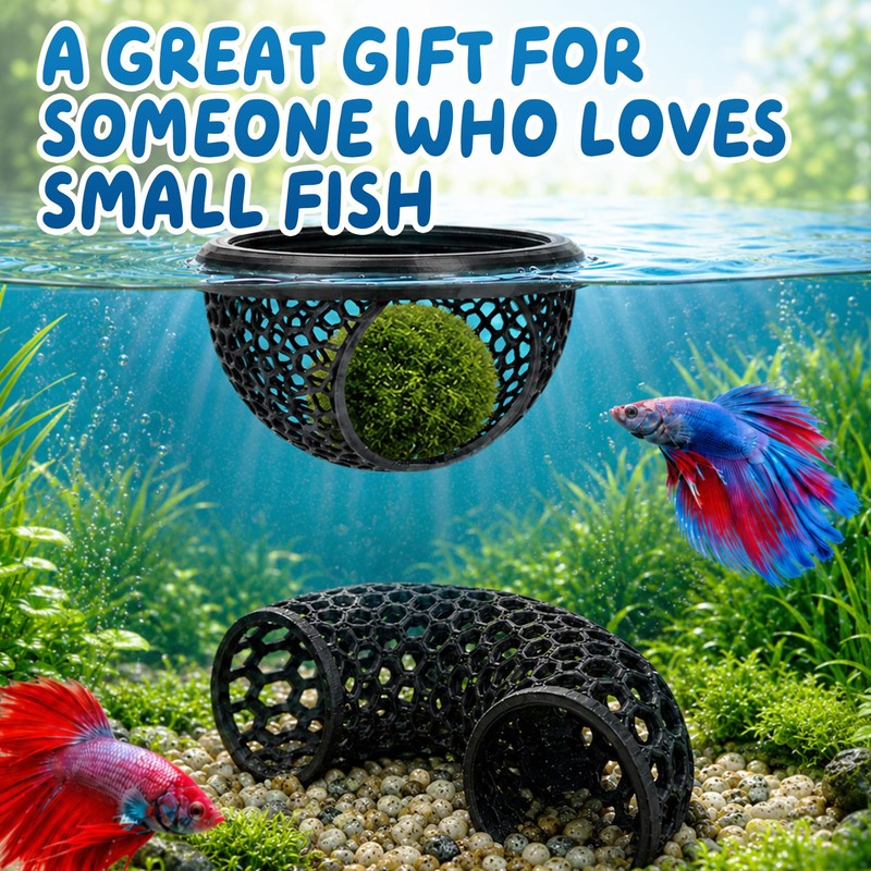 Floating Betta Fish Hideout Set, Tunnel Cave & Resting Hideaway