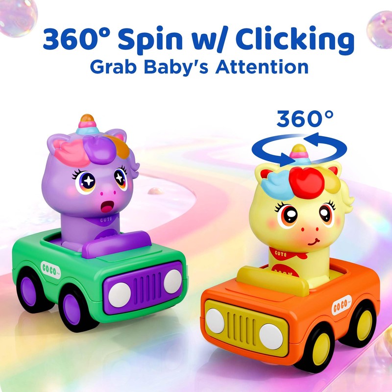 iPlay, iLearn Press to Go Unicorn Car Toys for Toddler