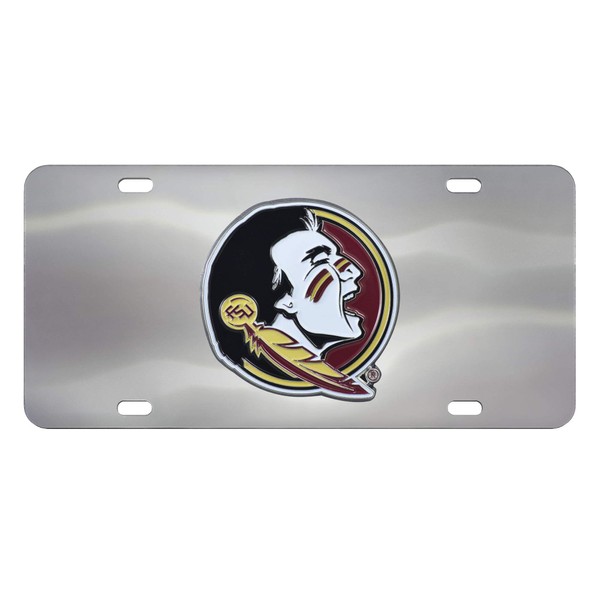 FANMATS 24523 Florida State Seminoles Stainless Steel Front License Plate with Large 3D Molded Team Metal Emblem