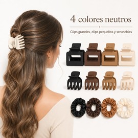 Horquillas Planas para Cabello, 8 PCS Pasador Mate Para Mujer y 4 PCS Coleteros de satén para mujer, Pinzas para el Pelo Antideslizante, Adecuado para Mujeres y Niñas