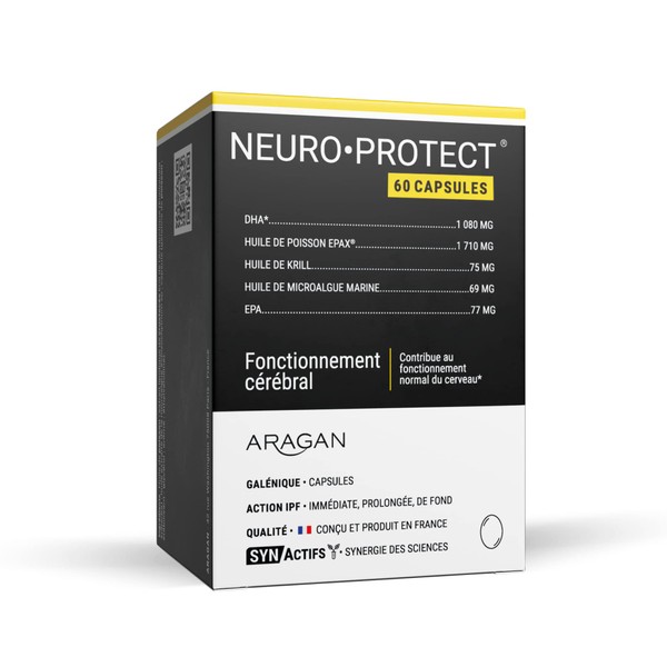 ARAGAN - Synactives - NeuroProtect - Cerebral Function Food Supplement - Fish Oil and Krill Oil - Rich in Omega 3 - 60 capsules - 1 to 2 months taken - Made in France