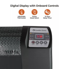 Comfort Zone Electric Baseboard Space Heater with Digital Thermostat, Black