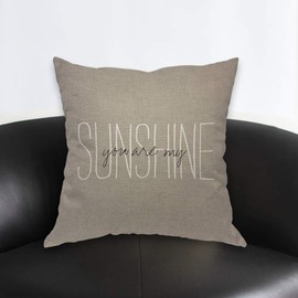 AOYEGO You are My Sunshine Throw Pillow Cover Quote Grain Modern Phrase Inspirational Words Luxury Pillow Case 18x18 Inch Decorative Men Women Room Cushion Cover for Home Couch Bed