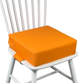 Booster Seat for Kitchen Chair (PU Material),Toddler Booster Seats for Dining Table Portable for Travel Camping Eating Double Safe Straps Non-Slip Bottom (Orange)