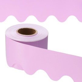 PATIKIL Bulletin Board Border, 65.5 Feet Poster Chalkboard Cork Decoration Trim Scalloped Borders Wall Decor for Classroom Office Locker, Pink