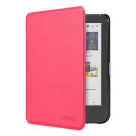 Cobak Case for 6" Kobo Clara Colour | BW | 2E - Premium PU Leather Smart Cover with Auto Sleep/Wake, Raspberry
