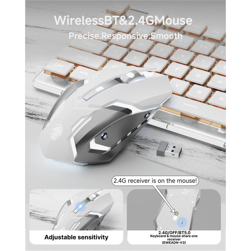 SEUNKWANG V3 Wireless Keyboard and Mouse with Single Backlit, Metal