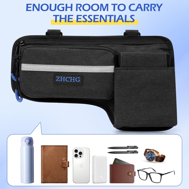 ZHCHG Upgraded Wheelchair Side Bag with Cup Holder, Wheelchair Armrest