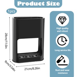 RTSHUK Umbrella Stand, Umbrella Stand with 4 Slots, Removable Drip Tray, Plastic Umbrella Stand, Minimalist Umbrella Holder for Long and Short Umbrellas, Black