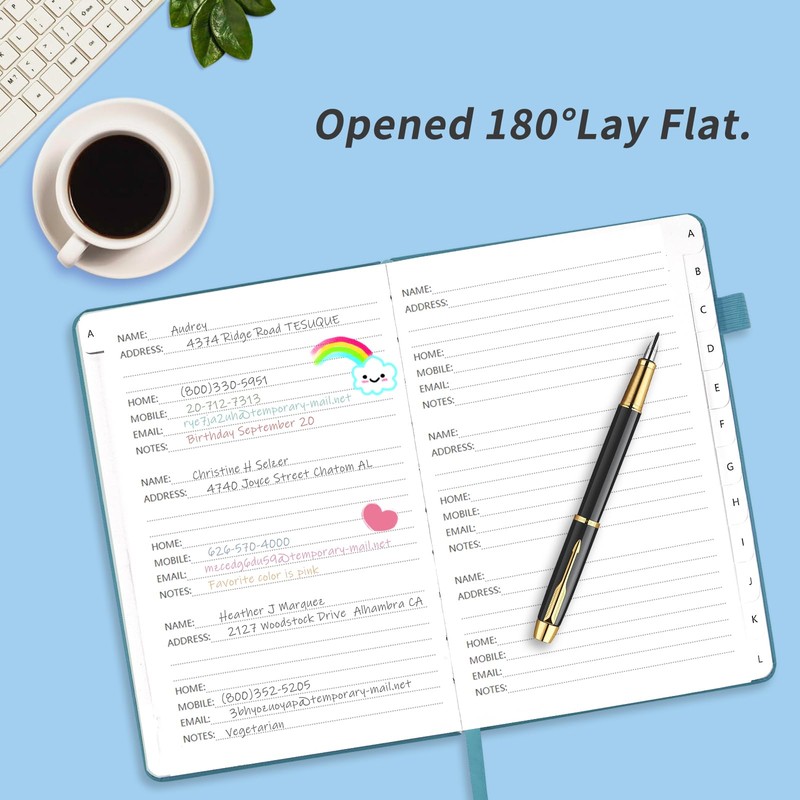 Address Book with Alphabetical Tabs, Hardcover Password Book, Address Organizer