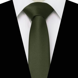 RBOCOTT 2.4" Olive Green Skinny Tie for Men Slim Necktie(12)