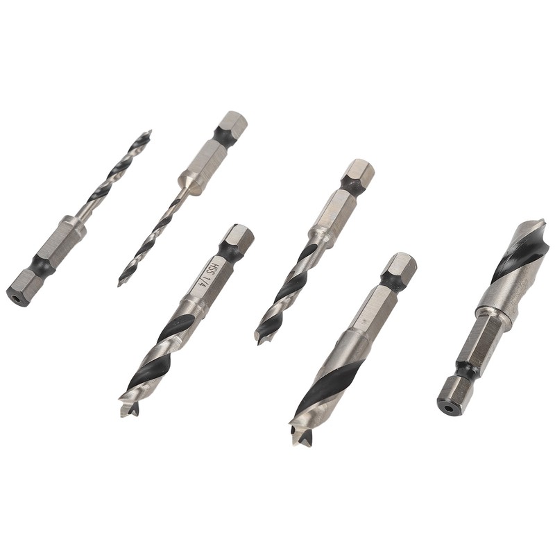 6Pcs 3 Point Drill Bit High Speed Steel Imperial Wood