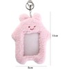 ZGLUZP Pink Cute Plush Photo Card Holder with Key Ring,