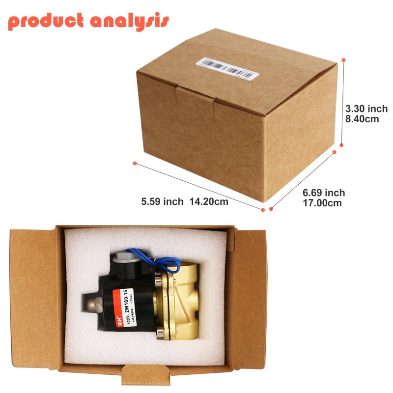 RIH 1/2" AC110V Solenoid Valve Brass 2/2 Way High Coil