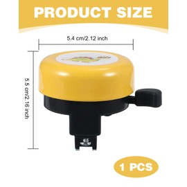 TPZORJX 1 Piece Children's Bicycle Bell, Mini Aluminium Loud Bicycle Bell, Mountain Bike Accessories, Children's Bicycle, Scooter (Yellow Cartoon Dragon)