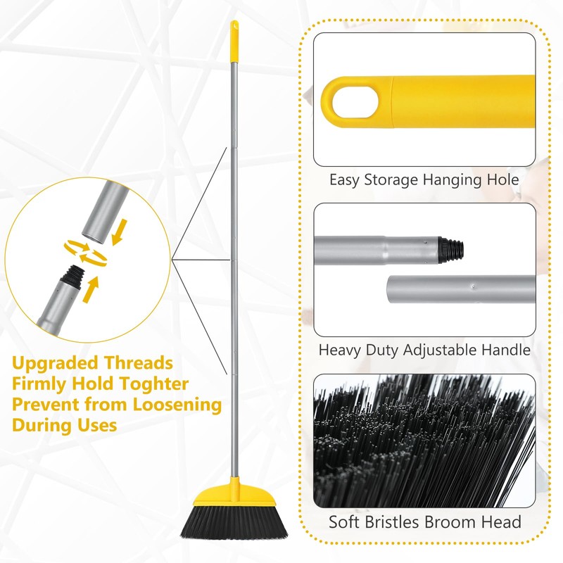 Broom for Hardwood Floors Indoor Sweeping Brooms with Soft Bristles