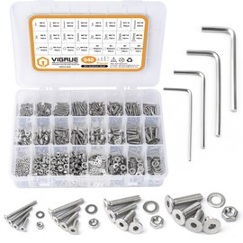 VIGRUE M3 M4 M5 Stainless Steel Hex Screws Set with Storage Case Box