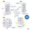 Sanwa Direct 700-TAP075W Power Tap Tower, 12 Outlets, 2 USB-A