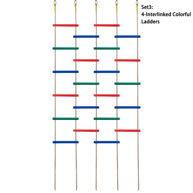Innovative Rainbow Kids' Wooden Rope Ladder - 3/4/5-Group Connectivity, 14-Inch