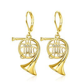 TALYKONG Gold Plated French Horn Earrings for Women Dangle
