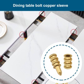 eMagTech 20pcs Table Bolt Sleeve Connectors Precise Drilling Center Point Copper Set for Dining Table Latch Dowel Pins Wooden Furniture Cabinet Table Chair 8×28mm