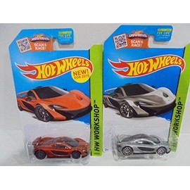 Hot Wheels McLaren P1 Bundle of 2 Cars Orange and Silver 2015 HW Workshop Garage Series #223