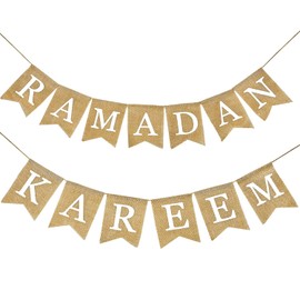 AOVNA Ramdan Kareem Bunting Banner Eid Burlap Banner Letter Banner Eid Celebration Eid Mubarak Ramadan Party Supplies Muslim Islamic Ramadan Kareem Decor for Indoor Outdoor