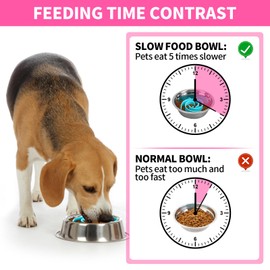 Slow Feeder Dog Bowls Insert, Bestalk Soft Silicone Slow Eating Feeder Insert with Suction Cups for Small, Medium and Large Dogs, Fit into Basic and Elevated Dog Bowls, Teal