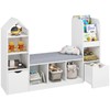 Kids Bookcase with Reading Nook, Bench Kids Bookshelf with 7