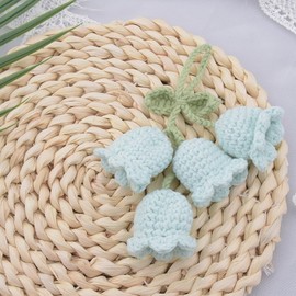 Car Mirror Hanging Accessories for Women Cute Car Accessories Decor for Women Rear View Mirror Accessories for Women Girls Car Ornaments for Dashboard Decor Kawaii Blue Crochet Flower Charms