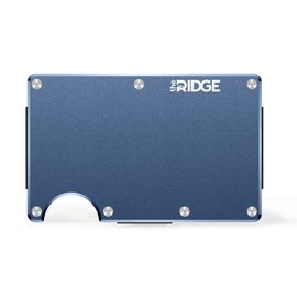 The Ridge Wallet Thinner Than Smartphone Money Clip, Aluminum, Navy × Silver