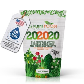 20-20-20 Plant Fertilizer by GS Plant Foods- All Purpose Water Soluble Plant Food with Kelp & Micronutrients (3 Pounds) - Suitable for All Plants, Turf, Indoor & Outdoor Plants