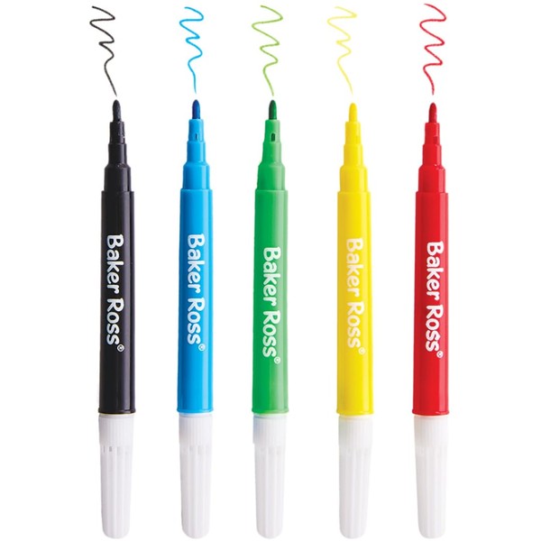 Baker Ross FX391 Mini Fibre Tip Pens - Pack of 8, Colouring and Drawing Pens for Kids, Party Bag Fillers, Childrens Party Favours