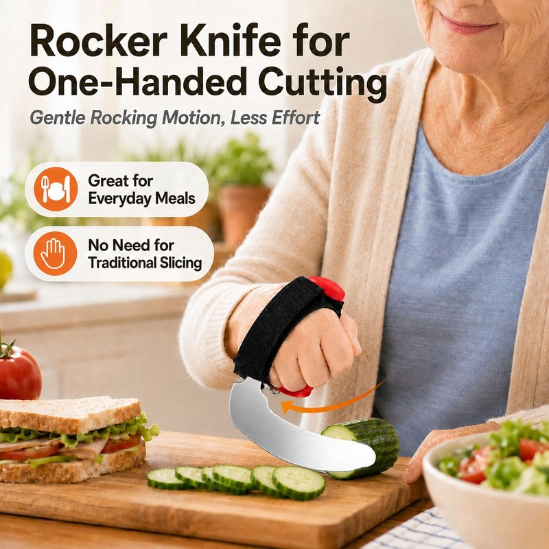 Bendable Adaptive Utensils 3-Piece Set, Parkinsons Fork Spoon Rocker Knife,