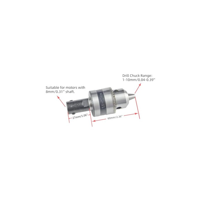 CHANCS Drill Chuck Threaded Self-Locking 1.5-10MM 3/8-24UNF Handheld Hand Drill