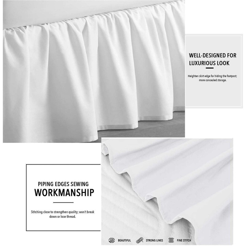 Sleepwell Ruffled Bed Skirt With Split Corners - 16 Inch