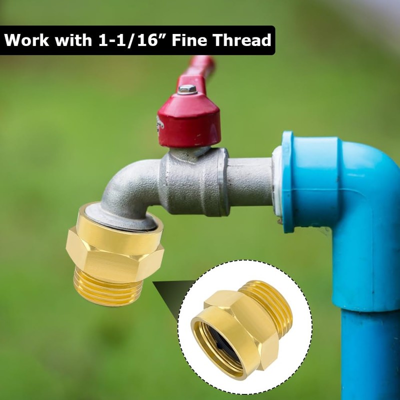 Hooshing Hose Bib Adapter 1-1/16" Fine Thread Female to 3/4
